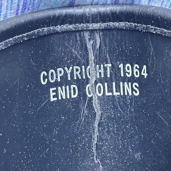 VTG 1964 Enid Collins Purse Pavan Pheasant Peacock Blue Jewels Wooden Bucket - Picture 13 of 16